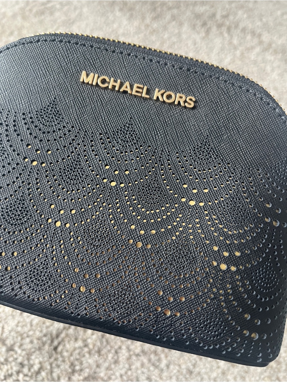 Michael Kors Black Zipper Pouch with Gold Detailing